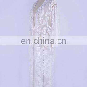 Оптовая белая кружевавая пляжная одежда для женщин - пляжная плащ photo-3