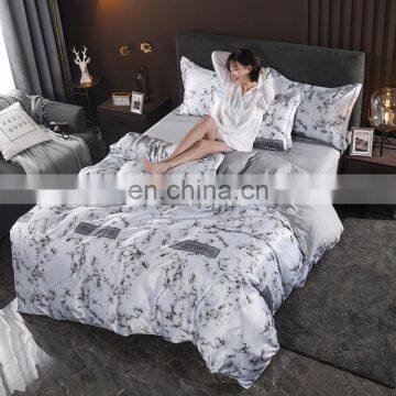 2020 New Design Reactive Printing Washed Silk Polyester Cooling Material Floral 4 Pcs Comforter Bed Linen Bedding Set for Summer photo-7
