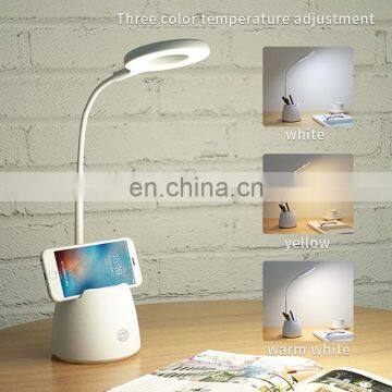 360 Degree Flexible Tube Touch Bedside Lamp With Pen Container Mobile Holder Lamp