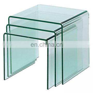 High quality hot bent tempered glass coffee table with ISO certificate