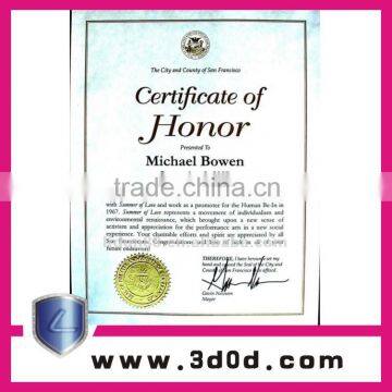 new arrive high-quality Security anti-fake certificate watermark paper with visible/invisible fibers