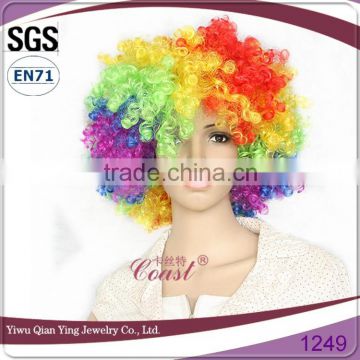 hot sell party and fans rainbow pop curly synthetic afro wig