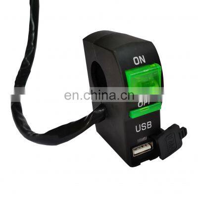 Universal waterproof ABS material led light transparent on-off button USB charger motorcycle handlebar switch