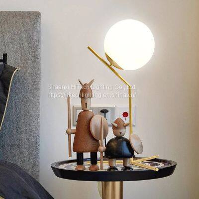 Table Lamp 220v Modern Gold Glass Ball Table Lamps Led Desk Lamp Frosted Glass Table Lamps for Studying Bedroom Bedside Dining photo-4