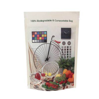 Environmental Friendly Compostable Food Grade Custom Stand Up Zipper Kraft Paper Full Degradable Paper Plastic Packaging Bags