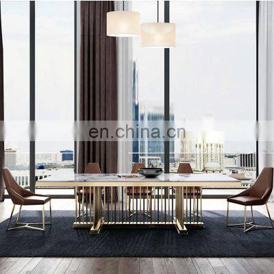 Italian Marble Dining Table and Chair Set Postmodern Simple Rectangular Light Luxury INS Style Household