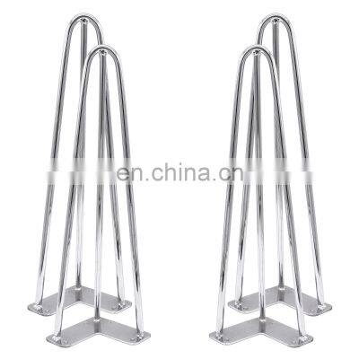 Hairpin Legs Modern Round Chair Stool Chrome Bench Dinning Dining Coffee Metal Furniture Table Silver Hairpin Legs For Table