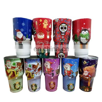 Wholesale 30 oz Stainless Steel Glitter Christmas Tumbler