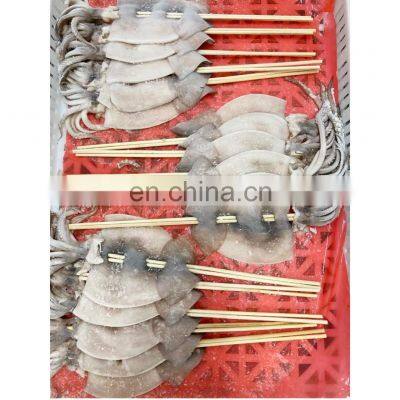 Wholesale frozen squid fillet skewers OEM packing