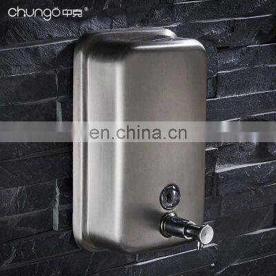 Wall mounted bathroom hotel 304 stainless steel manual liquid hand bottle metal shampoo soap pump dispenser manual 500ml 1000ml