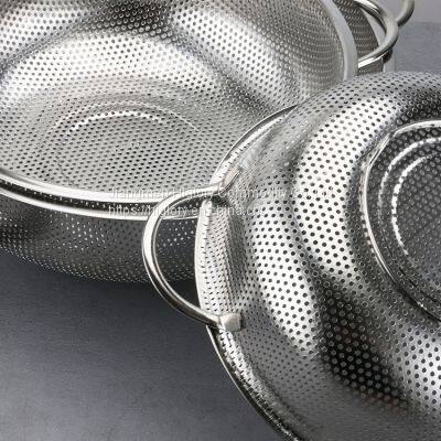 Kitchen Stainless Steel Fruits and Vegetables Washing Strainer Draining Colander Basket Durable Hander & Base Mesh Colanders photo-5