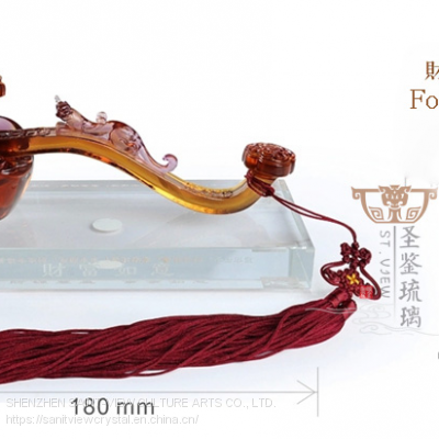 Colored Glaze Ruyi With Ingot Dragon Chinese Feng Shui Ornament Gift photo-3