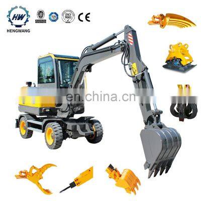 Hengwang HW50 Excavator Machine 5 ton Bucket Wheel Excavator Compact Wheel Excavator Price