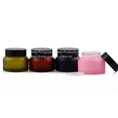 Manufacturer China Set Packaging Skin Care Bottle Face Cream Jars Glass Cream Glass Jar 30ml With Black Screw Lid photo-4