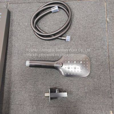 Shower Set With Grey Finish Waterfall Rainfall Showerhead Handheld Shower Head photo-3