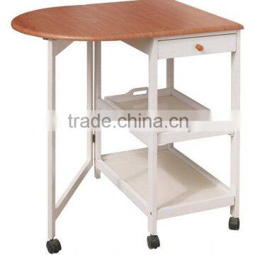 Wooden kithcen trollley with foldable table