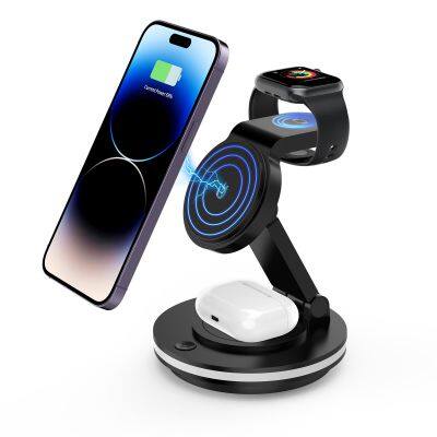 Folding Fast Charging Watch Earphone 30W Magnetic 3 In 1 Fast Wireless Charging Station