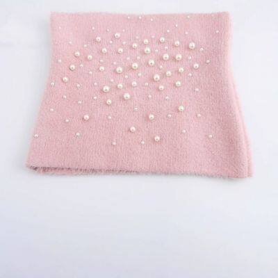 Elegant sleeveless halter knitted top with artificial jewelry embellishment vest