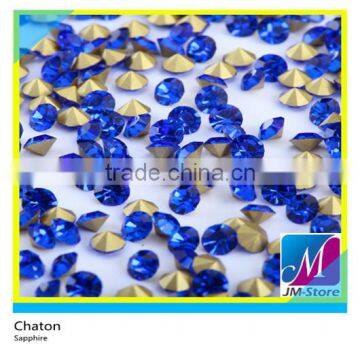 Hot Sale Hotfix Sapphire Rhinestone Chaton SS6 SS8 SS10 Round Rhinestone Chaton