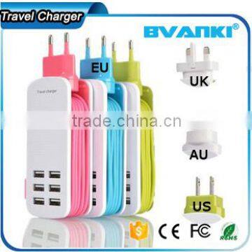 2016 New OEM high quality factory 6 port usb charger for iphone 7 US EU UK AU plug charger with multi USB wall charger