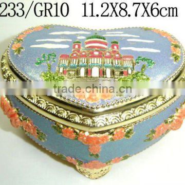 Colored Heart Shape Metal Jewelry Box(LD-233/GR10)