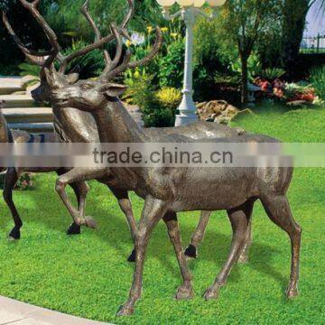 Bronze park yard put sika deer sculpture