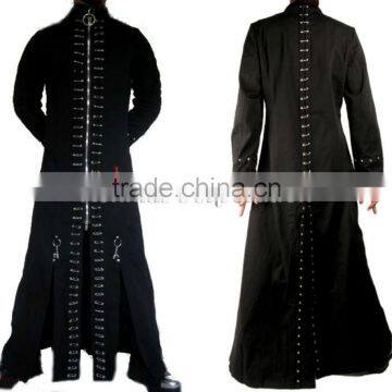 GOTHIC STYLE MENS COTTON COAT STEAMPUNK WITH SAFETY PINS