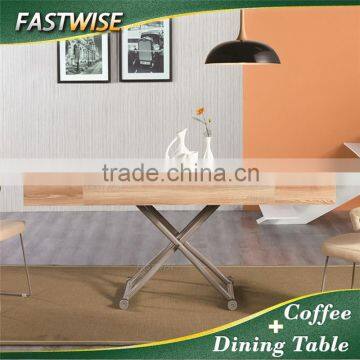 China 2in1 Wooden Convertible Transformable Coffee Table Dining Table for Living Room photo-3