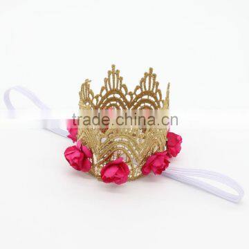 Hot-sales Kids Large Crown Headband Colorful Crown Flower Headband Wh-1795 photo-5