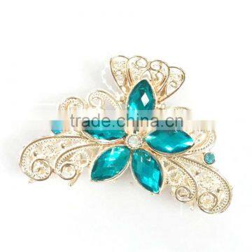 Colorful crystal hair claws New Arrival Fashion Flower Rhinestone Alloy hair claw girl's fashion jewelry                        
                                                Quality Choice