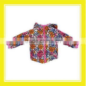 High Quality Products Bros Embroidery Baby Rinne Head hat Pink Purple Orange Leopard Pattern Girl Long Sleeve Zippered Hoodie