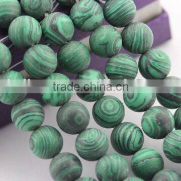 2.0mm Large Hole Hot Selling Round Matte Synthetic Malachite Gemstone Loose Beads Approximate 15.5 Inch