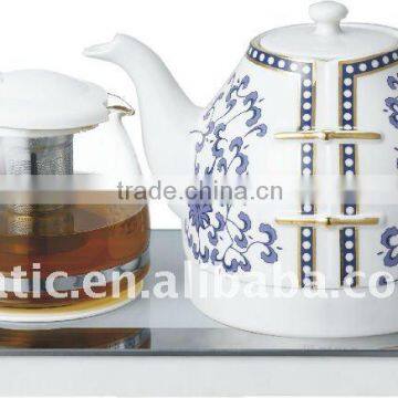 ceramic tea maker CA-ZNBLT36 with glass tea tray
