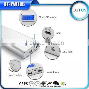 New portable 16000mah dual USB power bank digital display