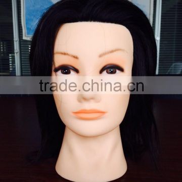 100% natural human hair training head, manuquin for hair salon with cheap price and high quality