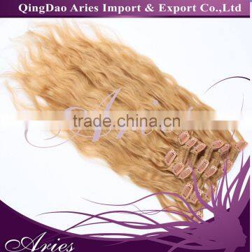 Human Virgin Hair Clip In Hair Extension Thicken Pieces Wavy Hair
