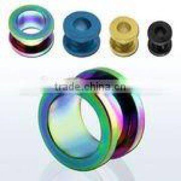 Anodized steel flesh tunnel