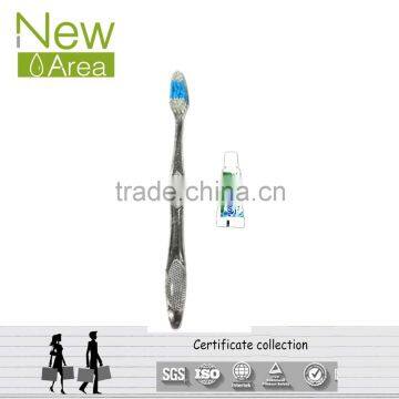 transparent handle disposable hotel dental kit toothbrush with toothpaste inside