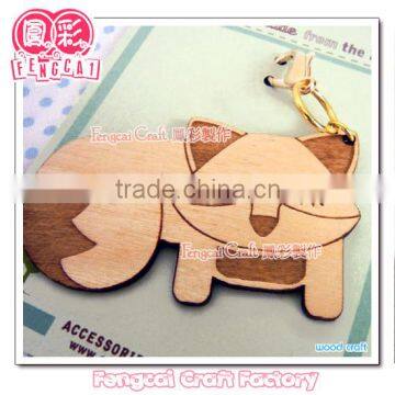 Custom Laser cut Fox Shape Wooden Keychain