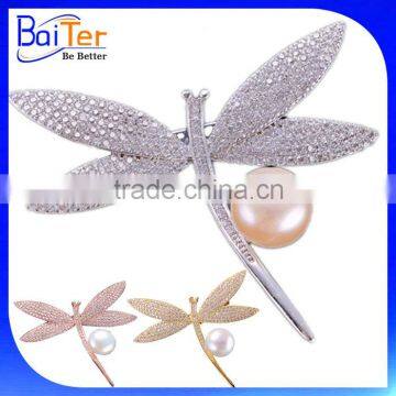 China Wholesale Custom Made Fashion Clear CZ Dragonfly Brooch