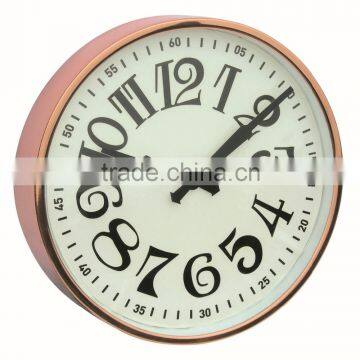 metal round shaped wall clock, rose gold decorative wall mounted clock