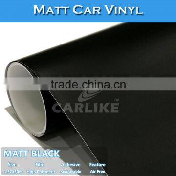 CARLIKE Black High Flexile Removable Matte Wrap Car Vinyl Foil