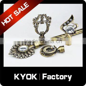 KYOK home design crystal finials drapery rods, popular decorative crystal curtain rod finial                        
                                                                                Supplier's Choice