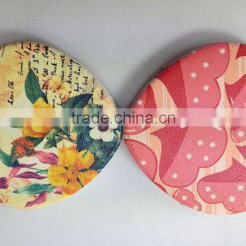 Heart shape PU leather makeup mirrors