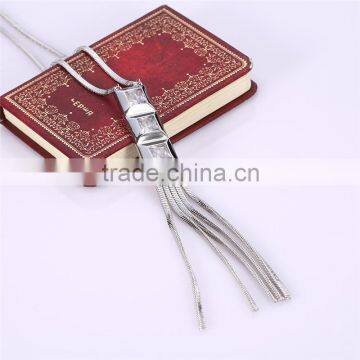 Real 18k Light Gold Plated Fashion 3 Square Design CZ Diamond With Tassels Long Chains Necklaces for Women Girls Jewelry photo-3