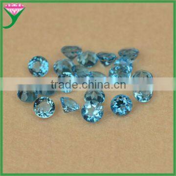 wholesale price 6mm loose round brilliant cut natural blue topaz