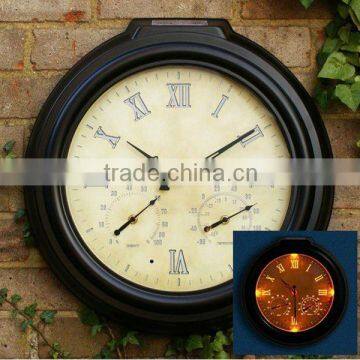 Solar LED Outdoor plastic wall clock with humidity&temperature SO6200