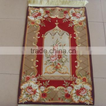 Artificial silk imitate handmade muslim prayer rug