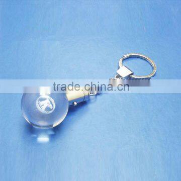 Crystal ball Led crystal light keychain 3d laser engraved keychain