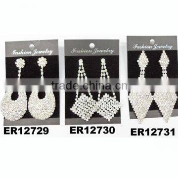 glitter design rhinestone wedding earrings